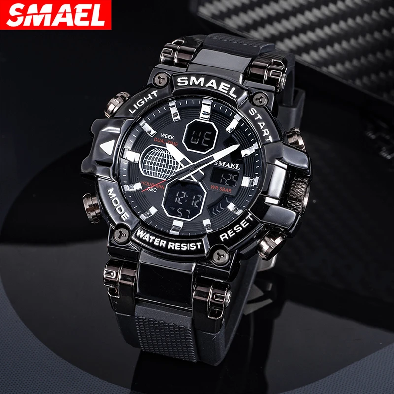 New Men's Military Young students Waterproof Sports Digital LED Double Display Quartz  Large Watch