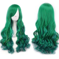 Soowee cheveux synthétiques Ombre arc-en-ciel Cosplay perruque avec frange rouge jaune violet vert bleu perruques pour les femmes noires 3