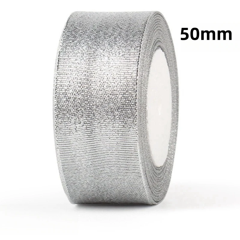 Gold Silver Glitter Ribbon - 25 Yards for DIY Crafts, Gift Wrapping, and Decoration