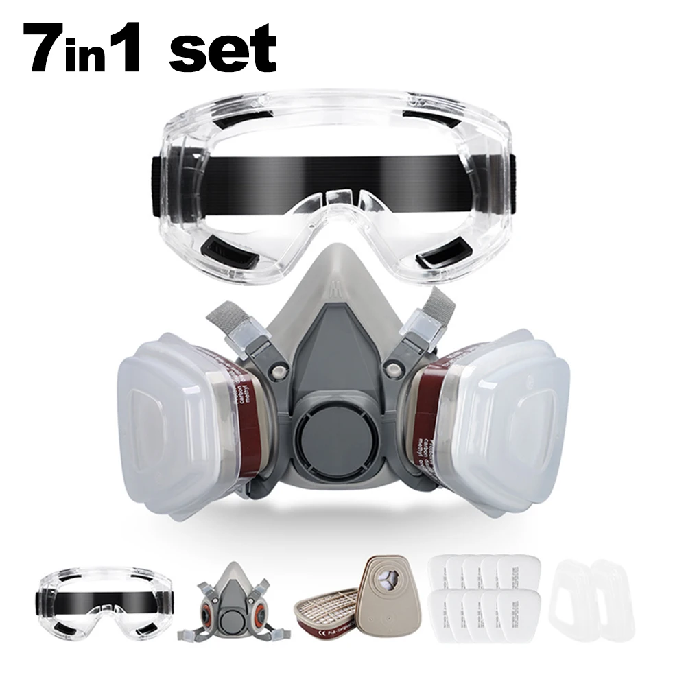 Anti-Fog Full Face Shield with Filters and Goggles – Dust & Smoke Repellent Mask for DIY, Gardening, Cleaning, Kitchen Oil-Splash Protection, Easy to Carry and Wear