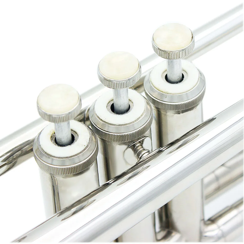 SLADE Silber Trompete Messing Standard Bb Trompete Set für Studenten Anfänger mit Hartschalenkoffer Handschuhe 7C Mundstück Zubehör – Detail 8