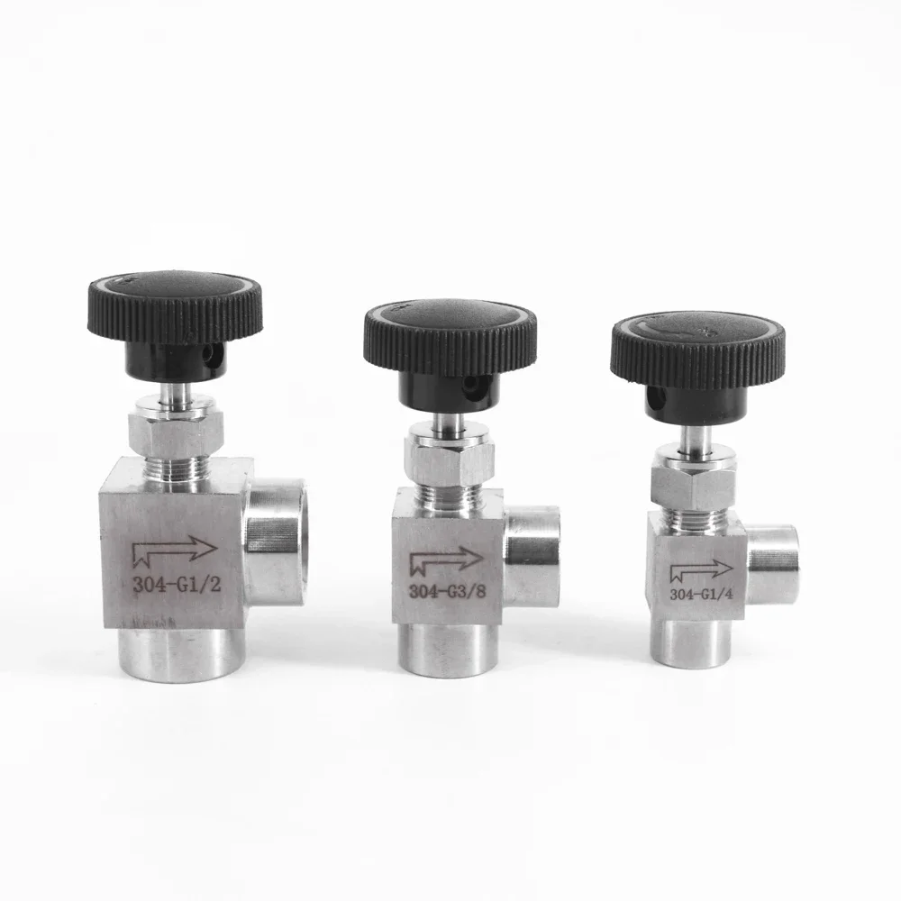 

1/8" 1/4" 3/8" 1/2" BSP NPT Female Elbow 90 Degree Angle Needle Valve Crane Elbow 304 Stainless Flow Control Water Gas Oil