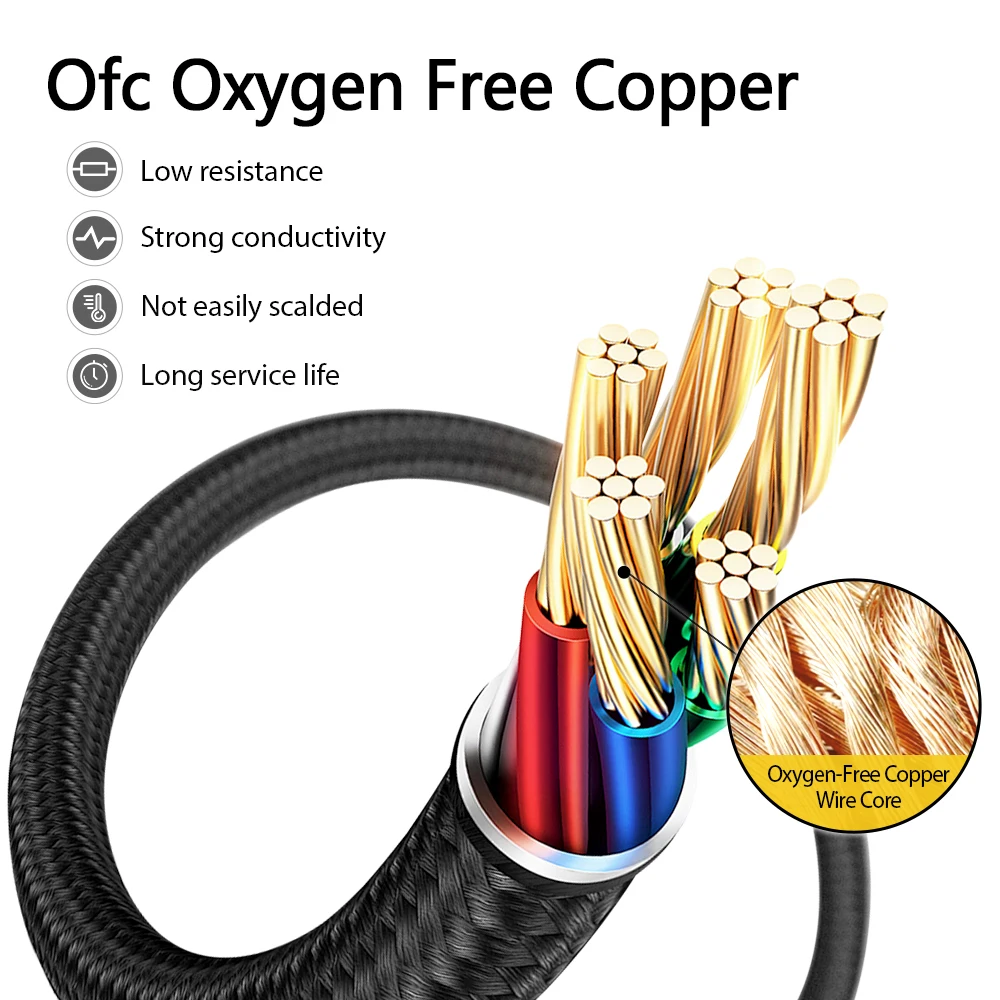 For Kingston HyperX Cloud Mix,Cloud Alpha Nylon Braided OFC 3.5MM jack Male to Male Headphone Cable Gaming Headset Audio Wire