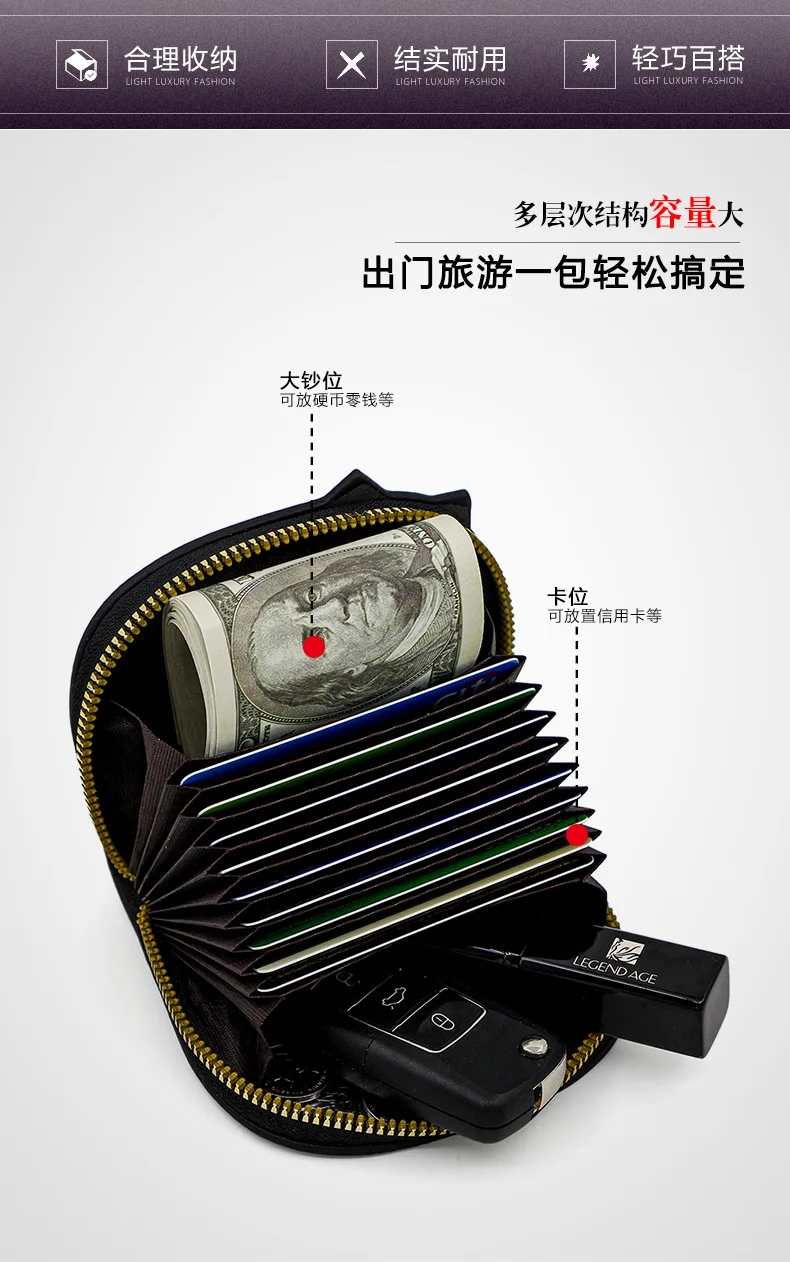 Women's Compact Cartoon Cat Wallet description 4