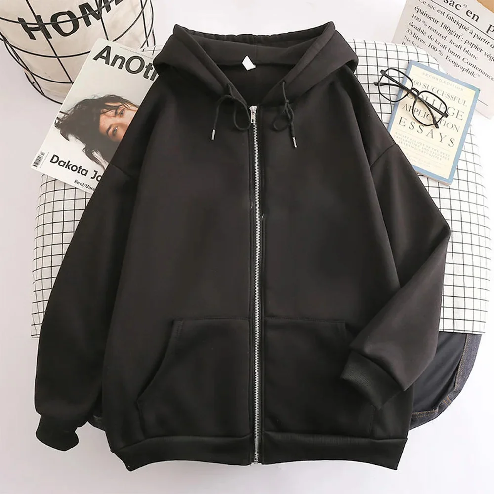 Mens Zip Up Hoodie - Solid Color Casual Jacket Y2K Fashion Outdoor Sweatshirt