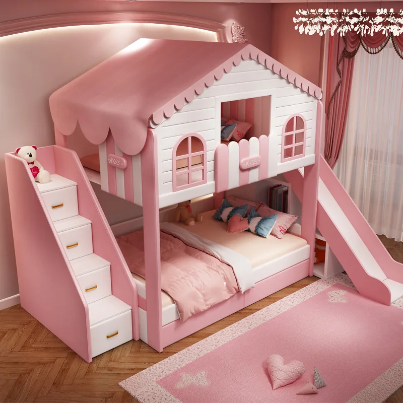 Children's furniture double bunk girls tree house princess mother bed