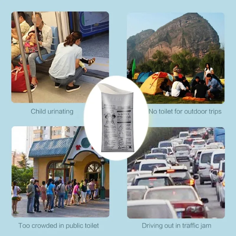 4Pcs Camping Pee Bags Disposable Emergency Urinal Bag Portable for Men Women Children Patient