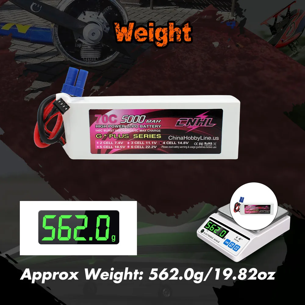 Batterie LiPo 4S 5000mAh 70C EC5 pour RC