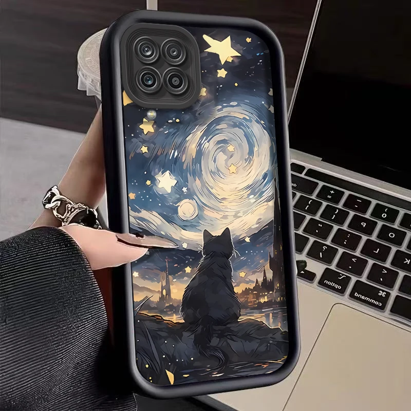 Starry Night Cat Design Sky Eye Phone Case
