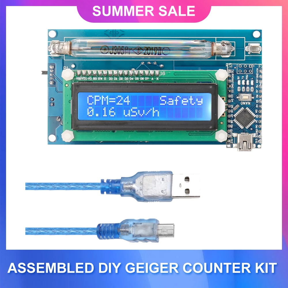 Nuclear Radiation Detector System Module Assembled DIY Geiger Counter Kit For 20mR/h-120mR/h of Gamma Rays Soft Beta Rays