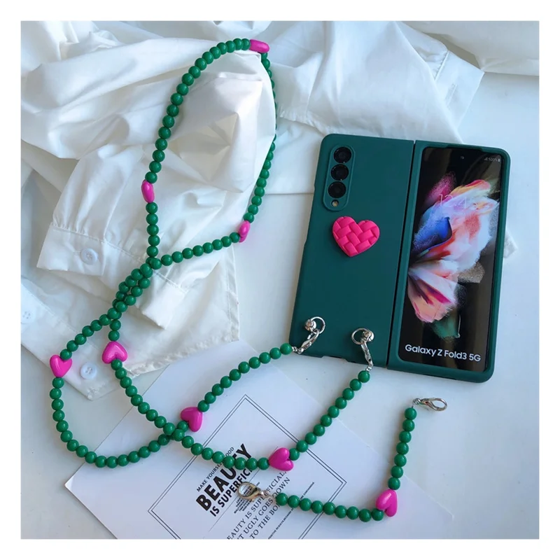 3D Simple Love Crossbody Hand Chain Per Samsung Galaxy Z Fold 5 Z Fold 4 Phone Shell Z Fold 3 2 Cover Pieghevole Coque Femmina
