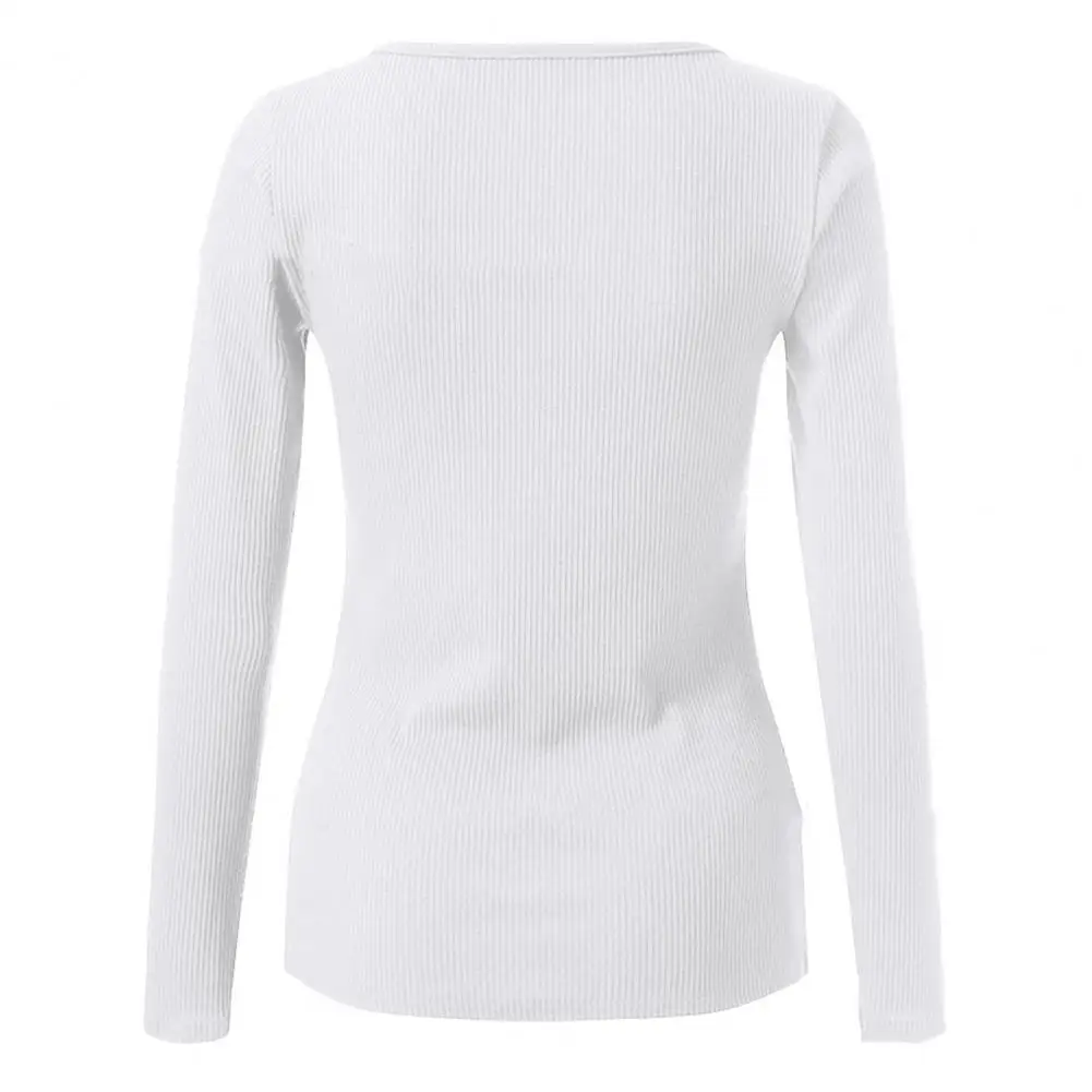 

Comfortable Women Top Stylish Women's V-neck Long Sleeve Tee Slim Fit Ribbed Elastic Pullover Tops for A Fashionable Look Soft