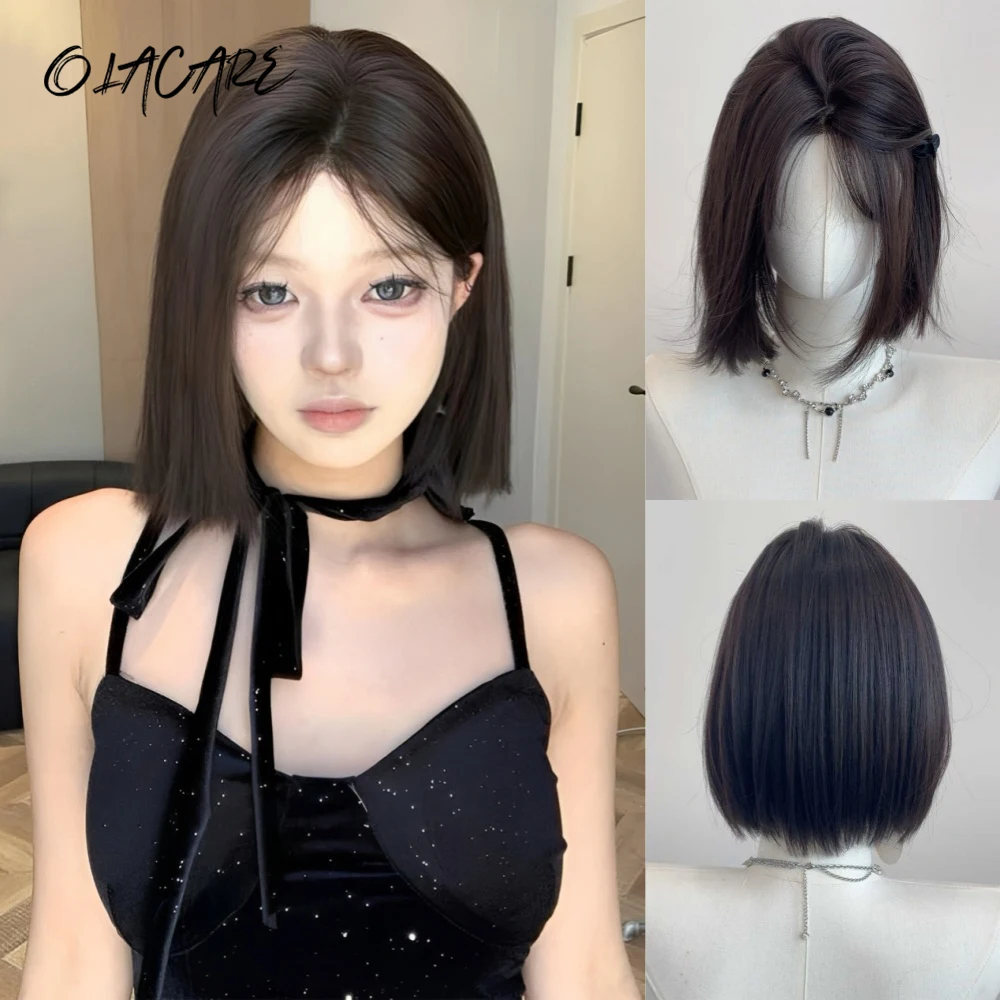 Synthetic Brown Black Heat Resistant Daily Use Women Wig