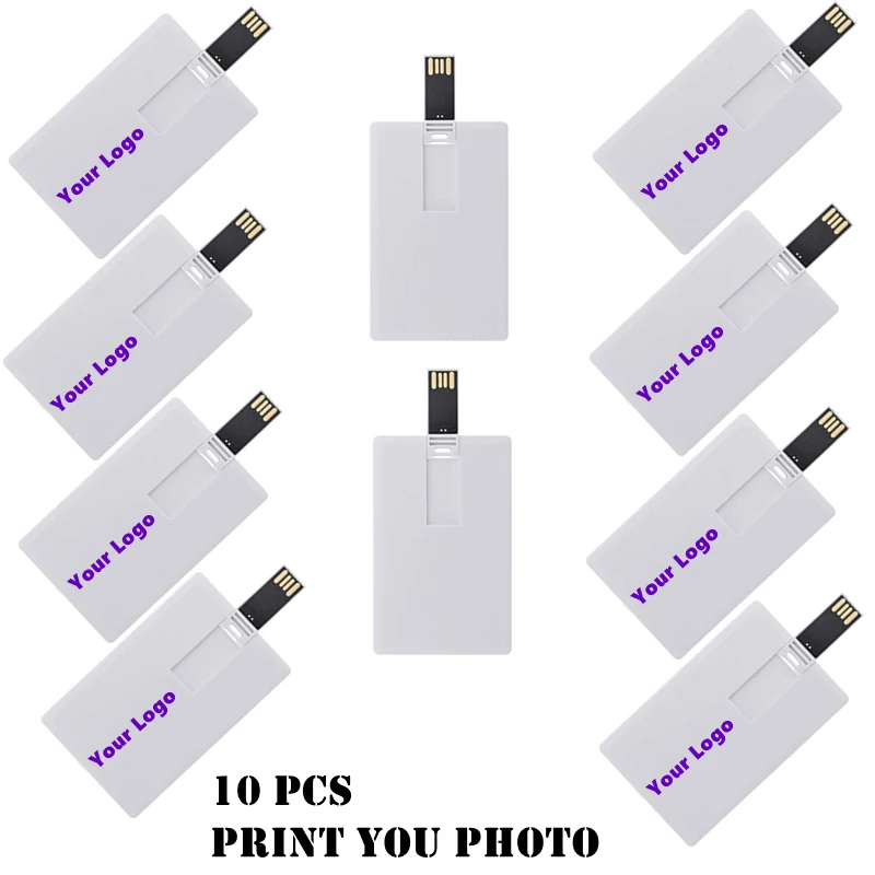 

10PCS/LOT Custom Logo Print Photography Credit Card Usb 2.0 Stick Flash Drive 4gb 8gb 16gb 32gb Business Card