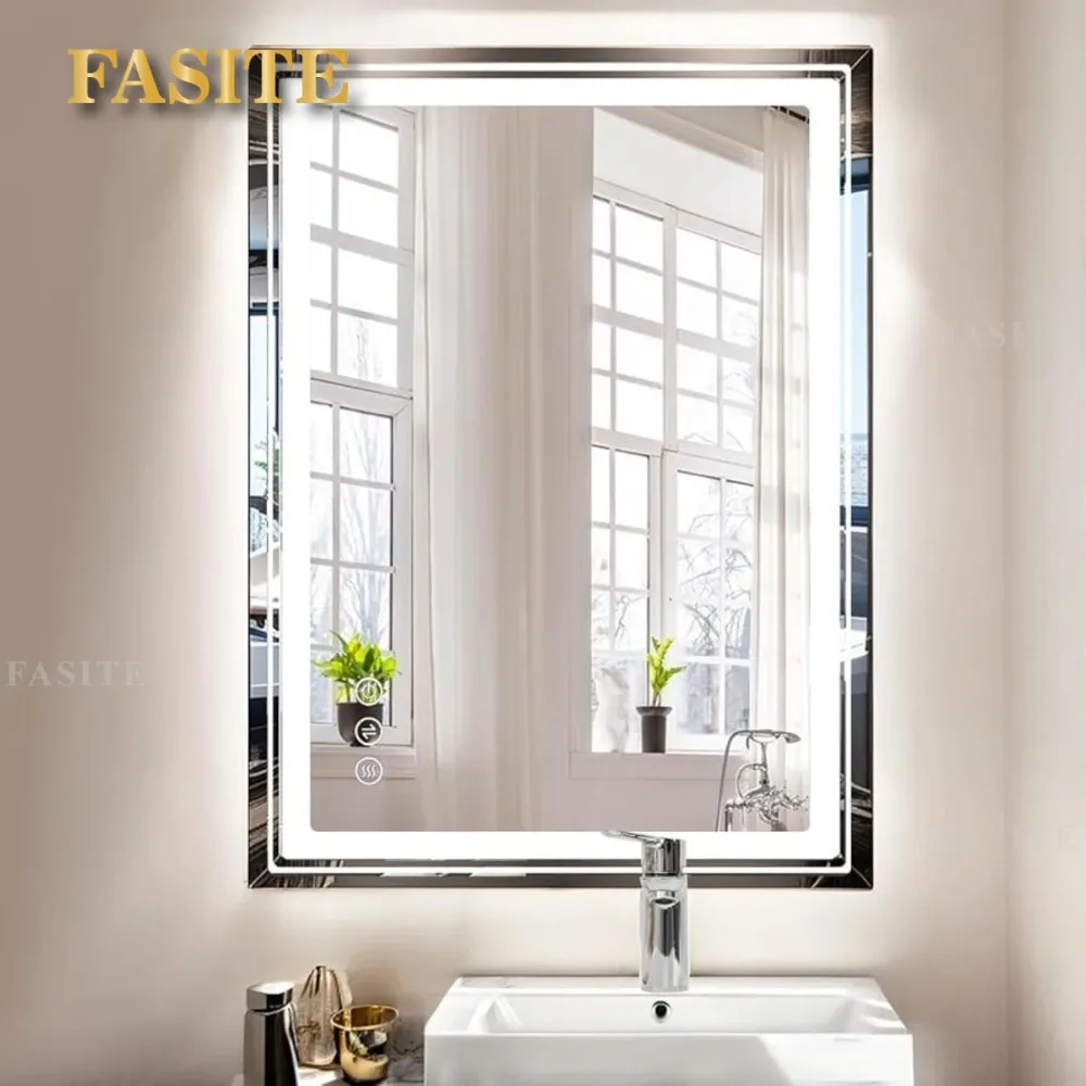 Description Picture 3 of itemBathroom Mirror with Lights 36x28 Inch Anti-Fog Shatter-Proof Wall-Mounted Vanity Mirrors with Frontlit & Backlit