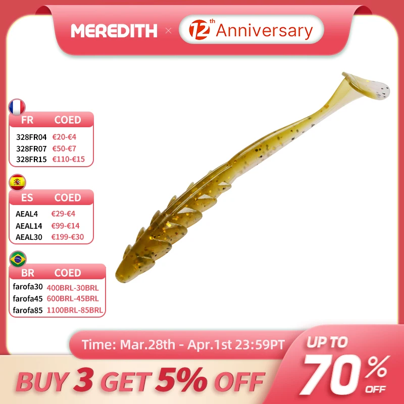 MEREDITH 20pcs Crazy Shiner II 65mm 1.54g Soft Lure Fishing Shad Silicone Baits T-tail Wobblers Swimbait Artificial leurre | Спорт и