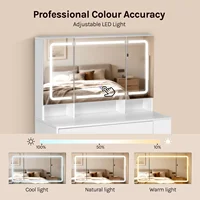 WOLTU 1 компл. туалетный столик для макияжа с регулируемым светодиодным зеркалом, 3-х уровневые боковые полки, комод для спальни, органайзер для ювелирных изделий — изображение 5