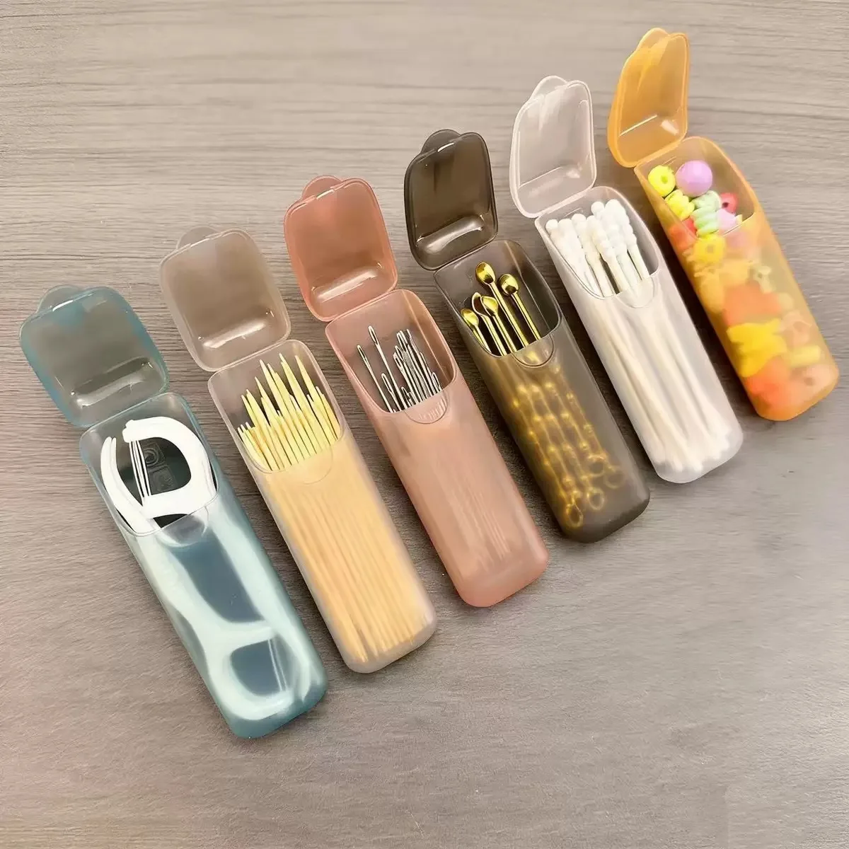 4PCS 미니 휴대용 보관함 작은 부품 정리함 여행용 이쑤시개 치실 약 보관함 및 보석 보관함