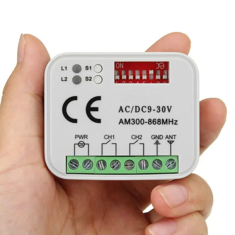 Remote Control Switch Receiver 300-868MHz 433MHz Receiver Universal AC/DC 9-30V Garage Door Control Garage Command