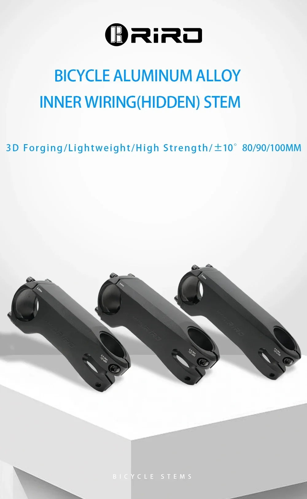 Description Picture 2 of itemRIRO Bike Stem Internal Cable Hidden Bicycle Stem 28.6-31.8mm Aluminum Aolly Forging/CNC Handle with Spacer Road Handlebar Stem
