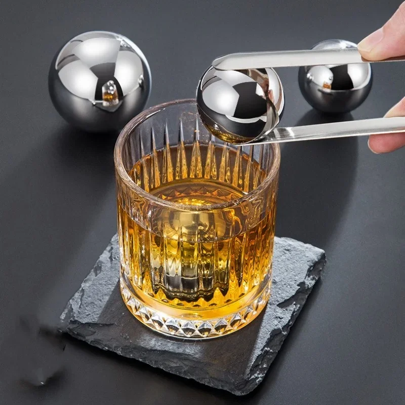 Stainless Steel Metal Ice Balls Set for Whiskey Wine Beer Cooler