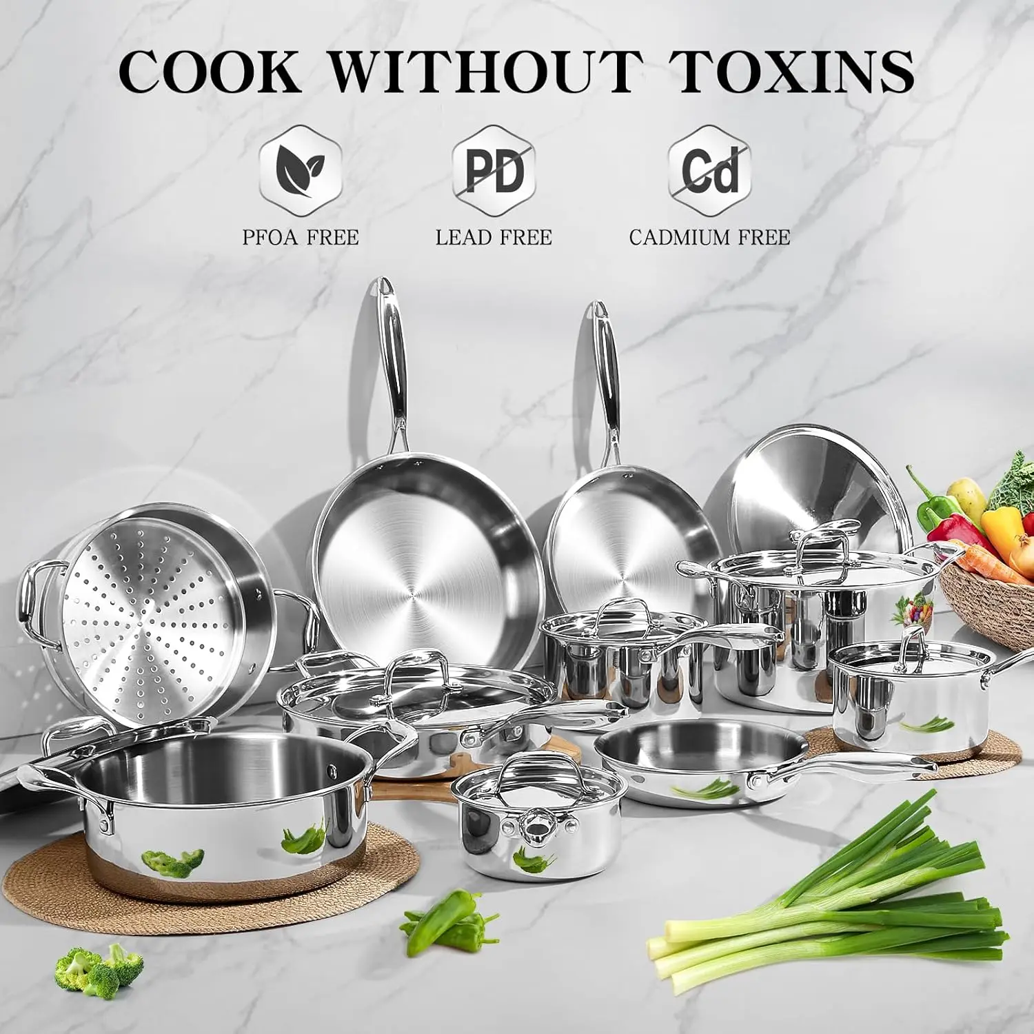 17 Pc Stainless Steel Cookware Set 2