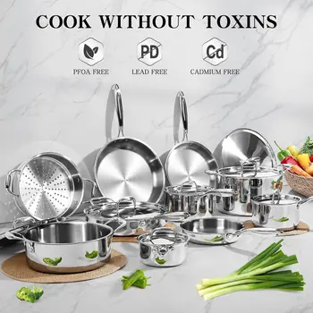 17 Pc Stainless Steel Cookware Set 2