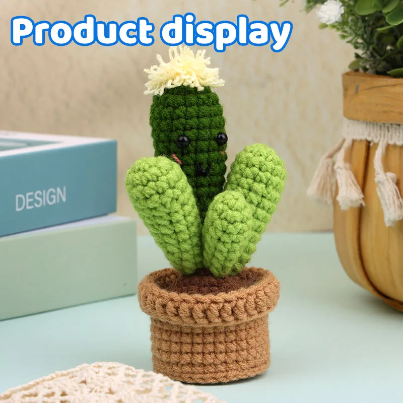 1 Set Complete Crochet Kit Desktop Decoration Potted Plant DIY with Video Tutorials for Beginners Adults crochet kit
