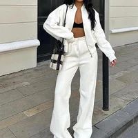 BKLD 2025 Casual Women's Tracksuit Sets Zip-up Loose Cropped Cardigan+Drawstring Sweatpants Solid Fashion Running Street Outfits - Image 2