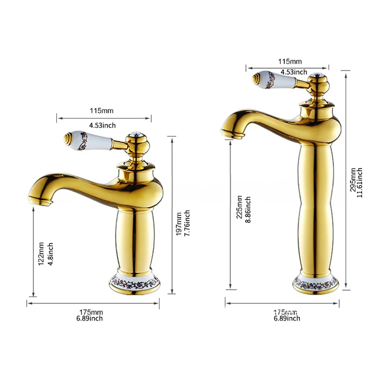 Vintage copper basin faucet modern single hole bathroom sink faucet tall and short two styles bathroom basin faucet Without pipe