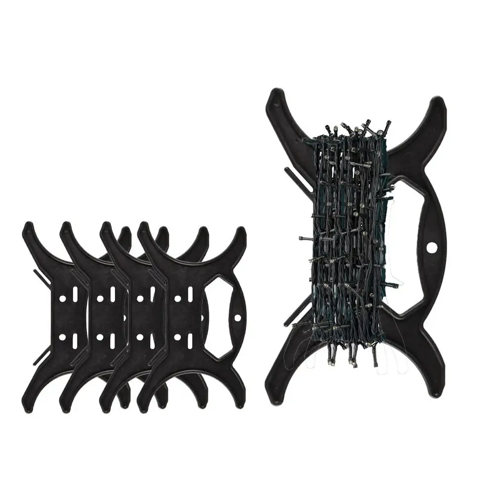 5pcs Portable Christmas Light Storage Holder All Purpose Plastic Light Cord Organizer Black Holiday Storage After Holiday