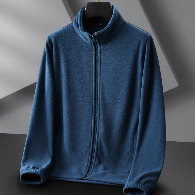 New Autumn and Winter Men's Sports Brushed Loose Fleece Stand Collar Jacket