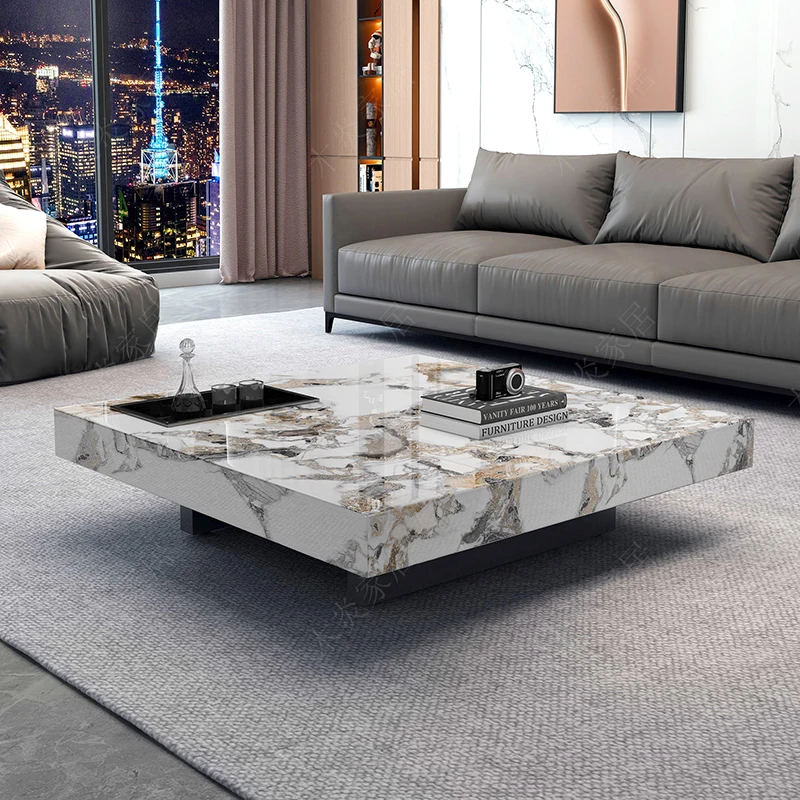 ModernLuxuryMarbleCoffeeTableDesignSimpleItalianStyleSquare