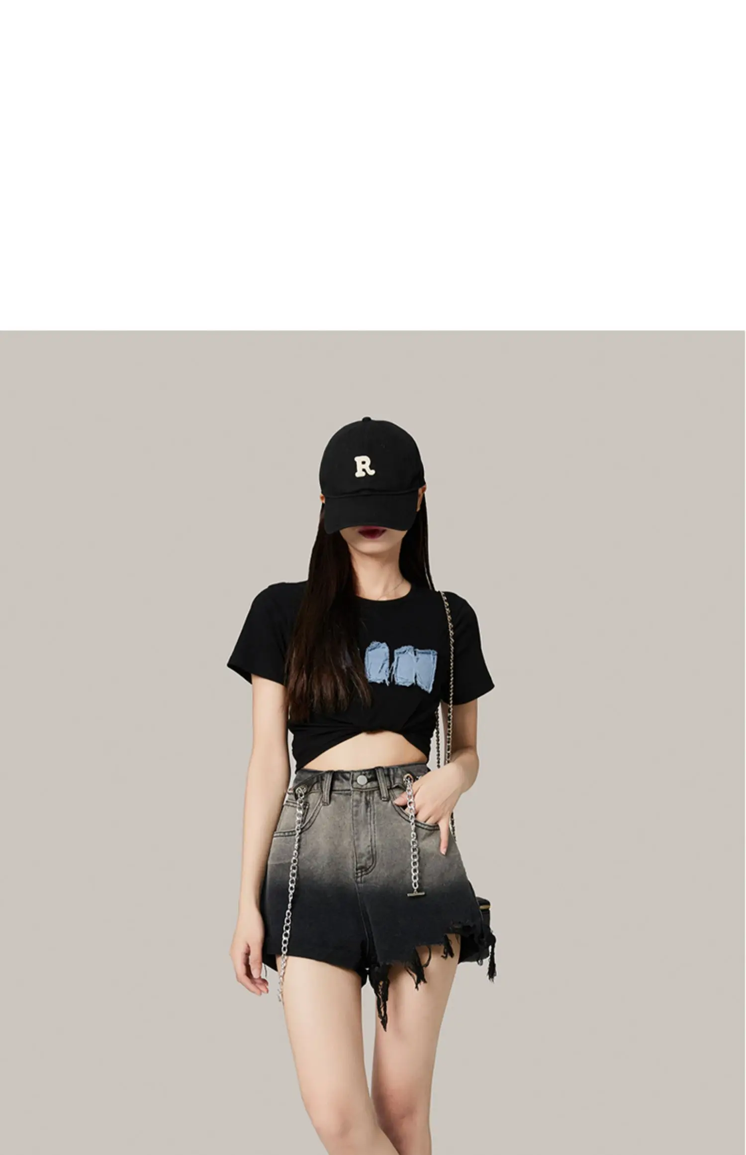 Denim Shorts Women's Gradient Gray Spring and Summer Washed Cotton Thin Zipper New High Waist A- line Slimming Wide Leg Straight