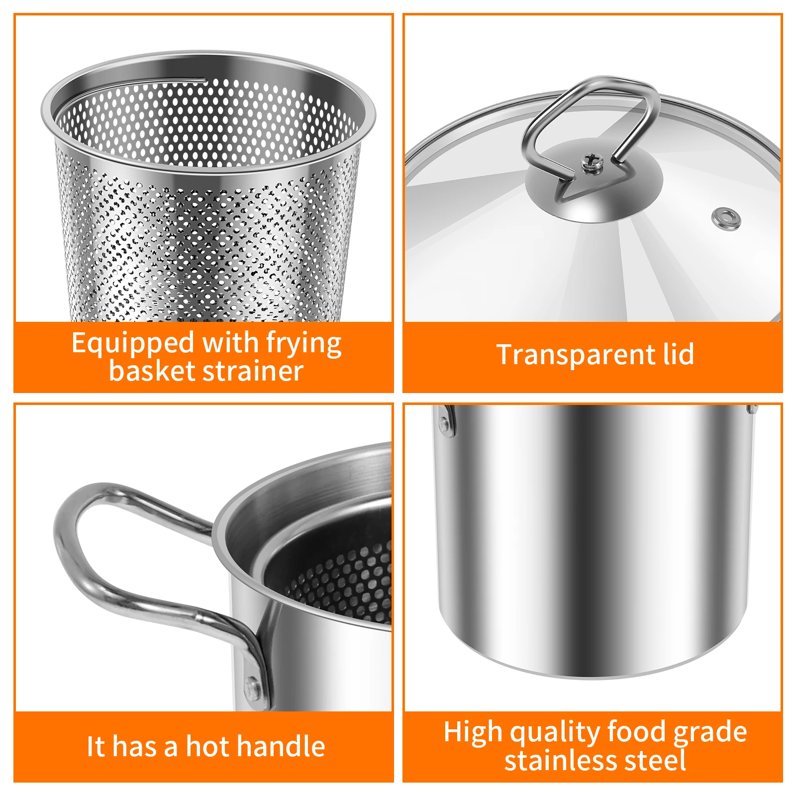 Friteuse En Acier Inoxydable 304 Avec Contrôle De Température, Poêle à