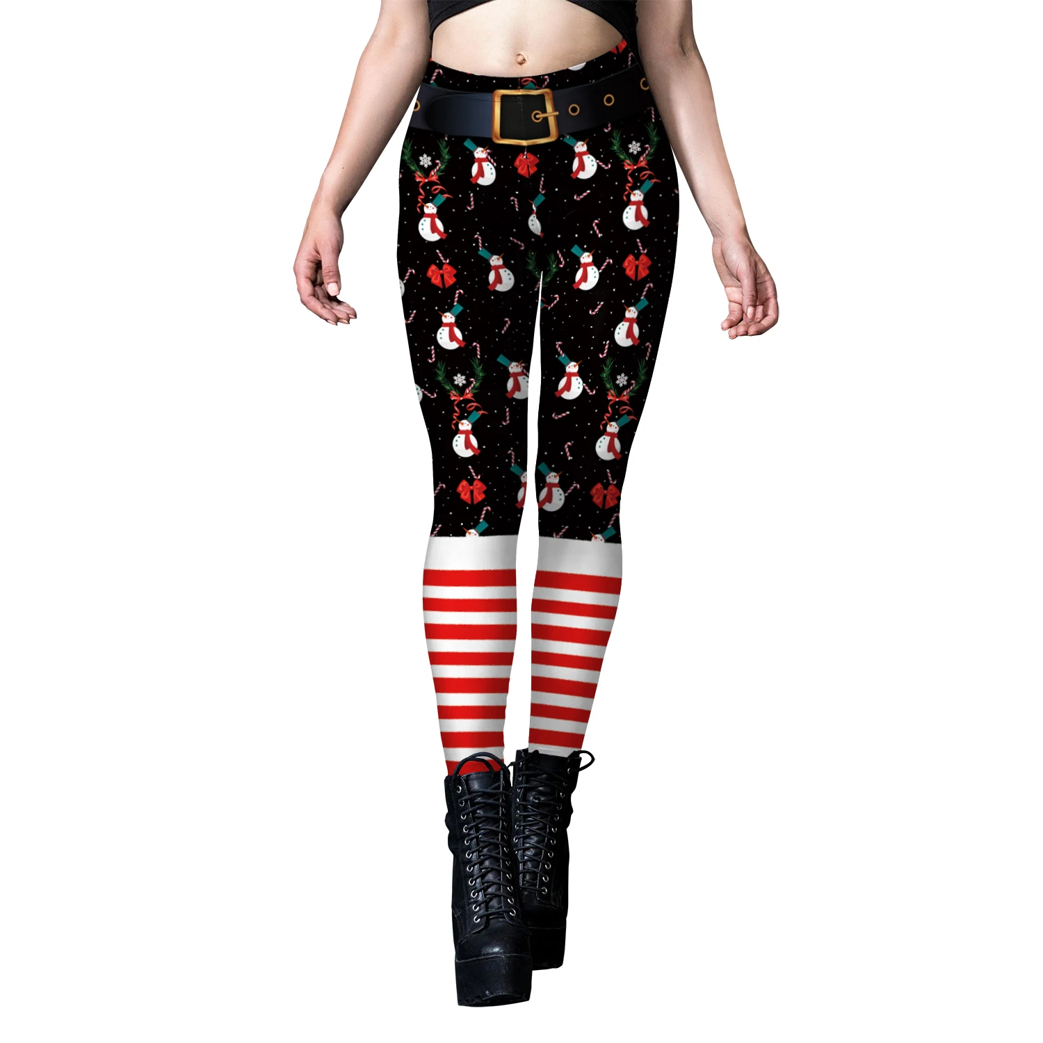 Christmas Leggings for Women Fashion Cute Creative Xmas Trousers Elk Snowflake Print Sexy Leggings Hip-Up Cosplay Partywear
