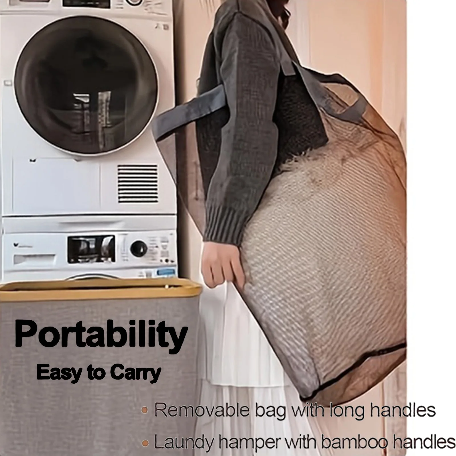 2 Recycling Bin Tote Bags, 100l, Dirty Clothes Basket Laundry Bag, Can Be Used With Bamboo Recycling Bin, Laundry Basket, Nylon 2