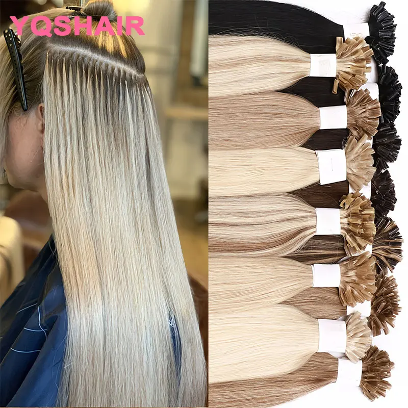 14-26인치 1G/S 50개입 리얼 인모 나노 링 헤어 인모 연장 레미 프리본디드 스트레이트 나노 팁 브라질리언 헤어