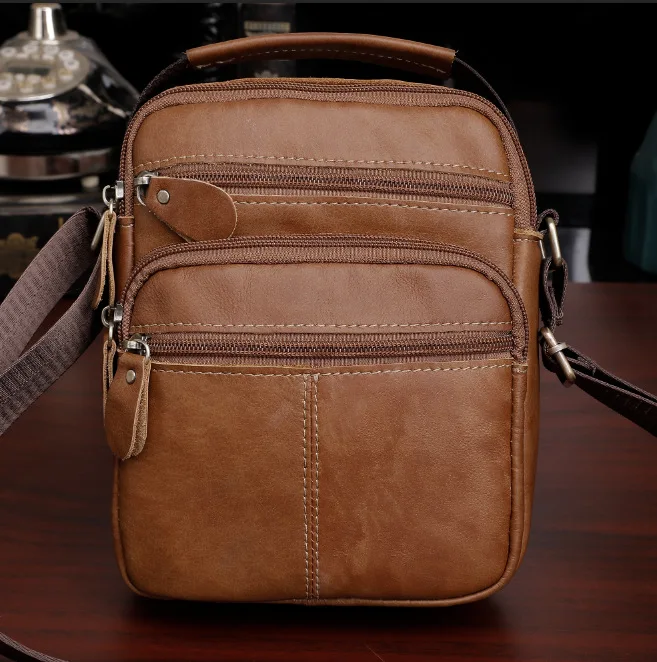 Leather Man Purse Shoulder Bag Small Mens Crossbody Messenger Bags for Work Men Satchel Handbag