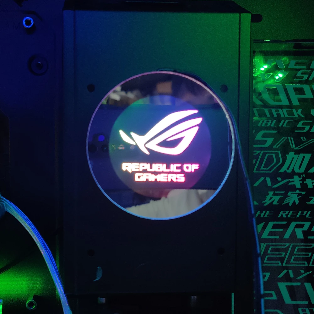 PC Case 6.5cm RGB Figure Bottom PC Case Lighting Mirro Circle panel A-RGB Chassis Panel 5V SYNC AURA Gamers MOD Plate Customizable DIY