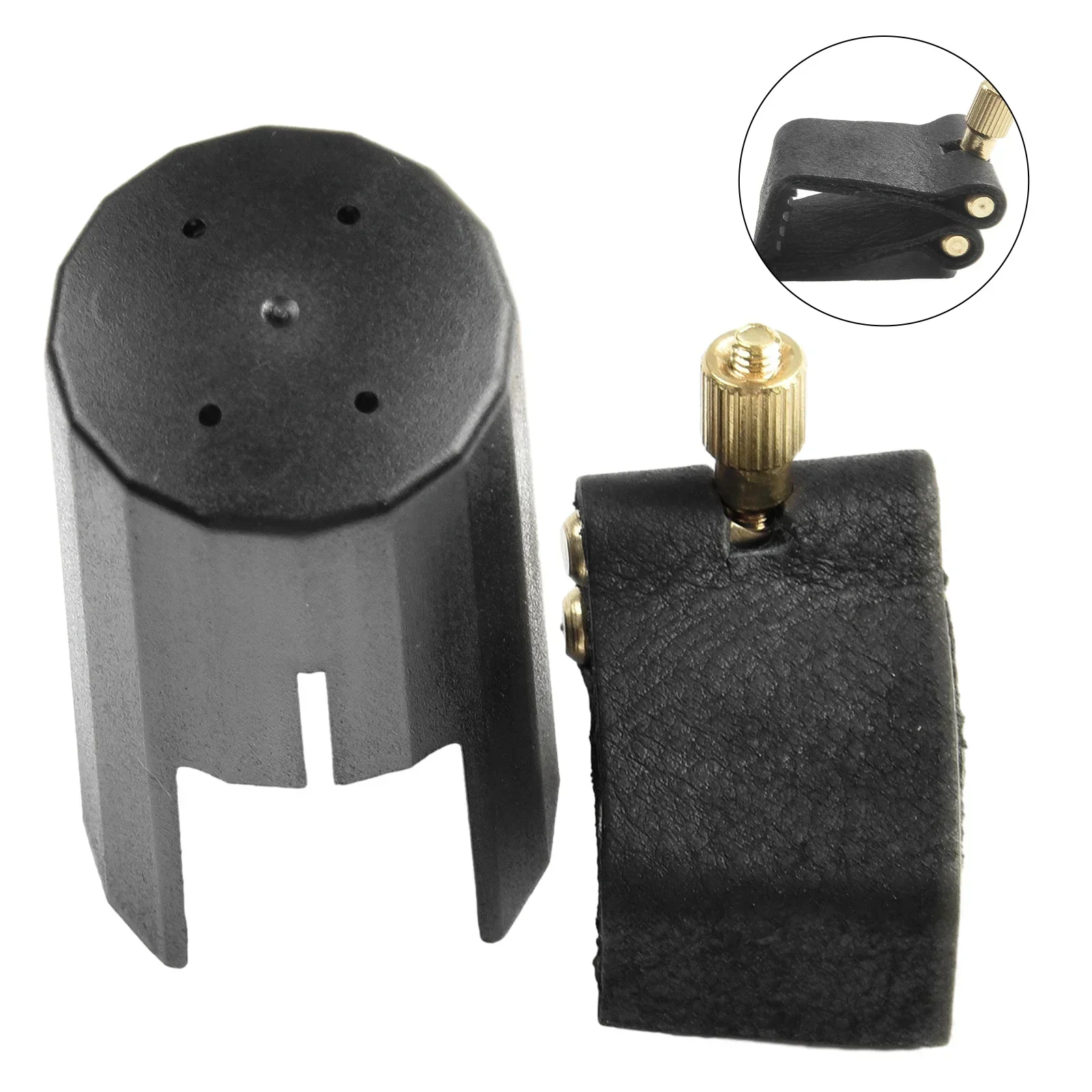 Practical Saxophone Ligature Mouthpiece For Alto For Soprano Black Clarinet Mouthpiece PU Leather Sax Ligature