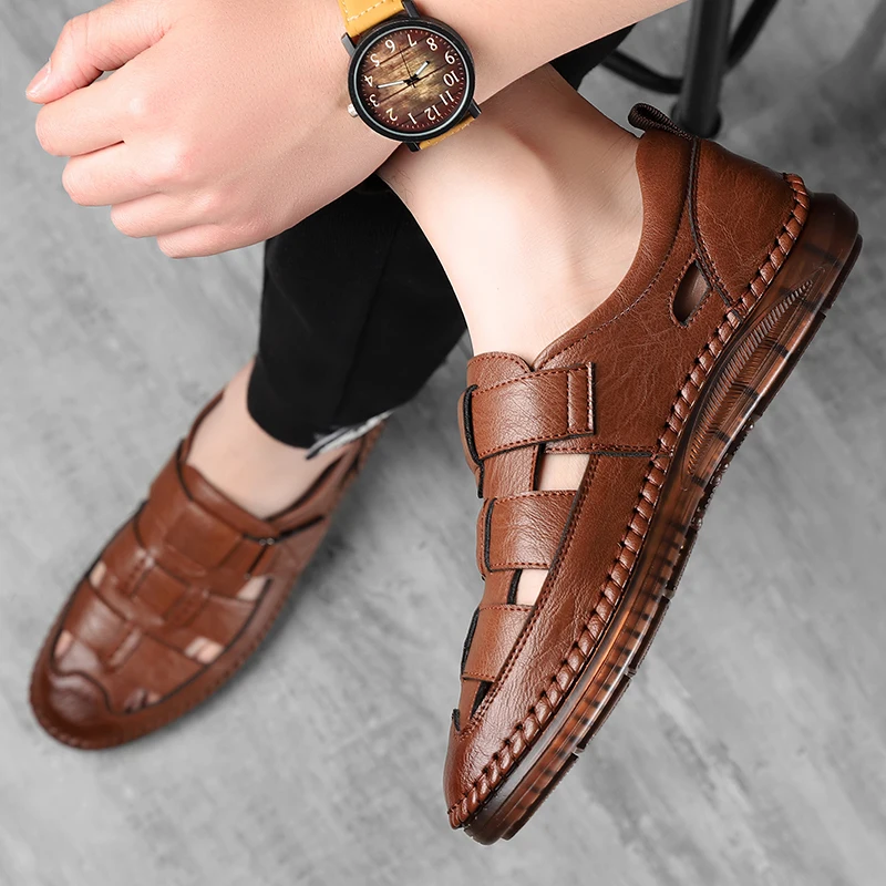 Men's Leather Hole Sandals for Summer