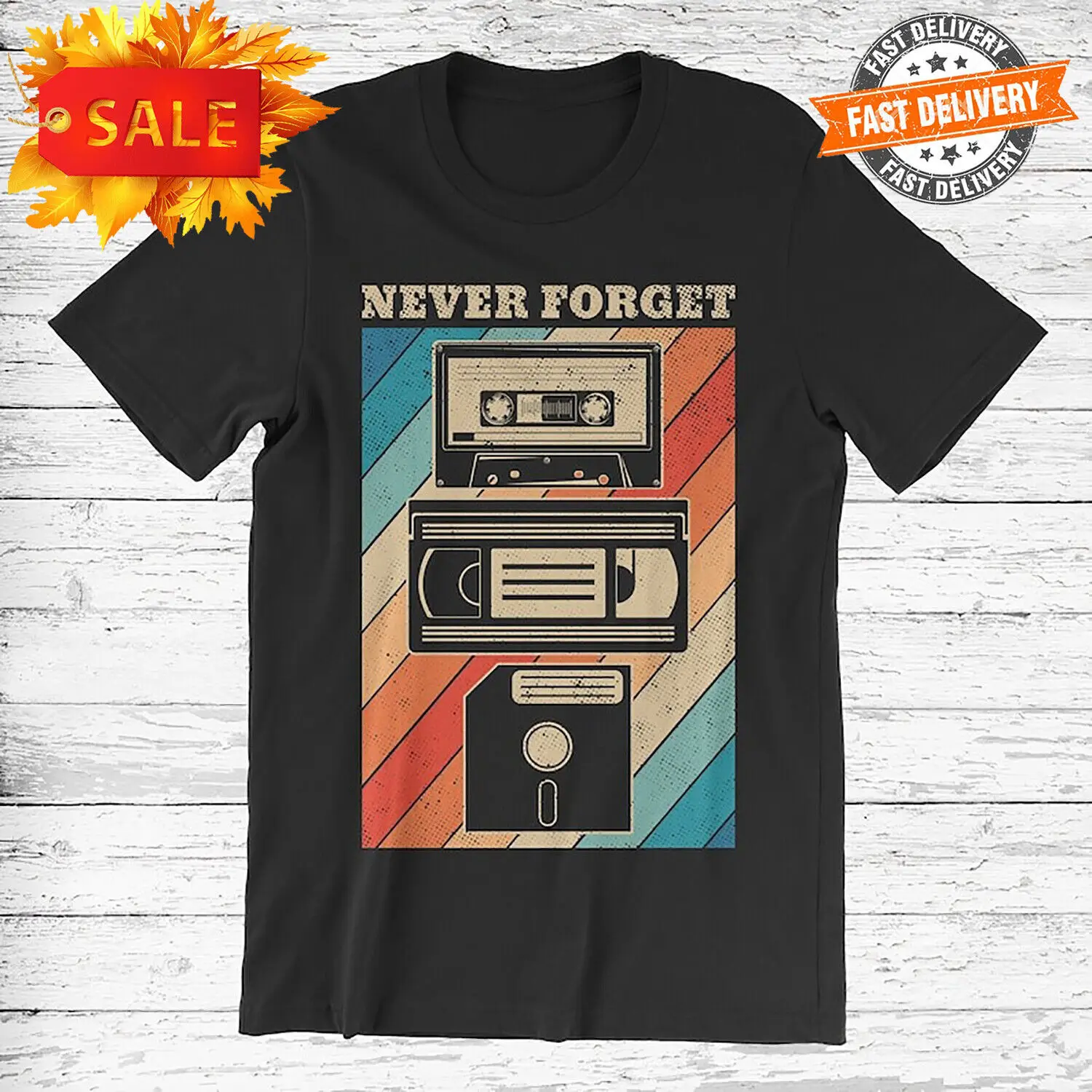 Non Dimenticare Mai T-Shirt A Cassetta Vintage Floppy Disk Vhs Tape Anni '90 Anni '80, Festa Anni '90 C