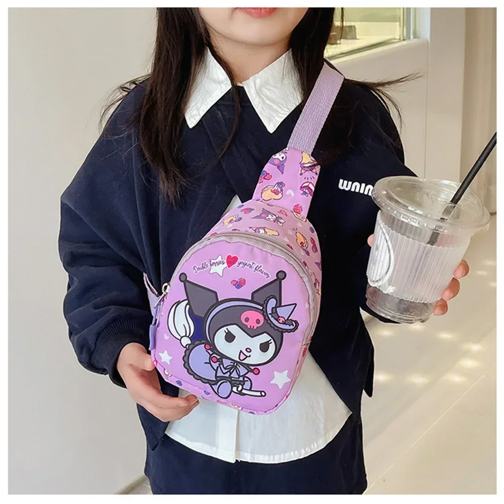 

Anime Kawaii Hello Kittys Chest Bag Kuromis Messenger Bags Peripheral Products Cinnamorolls Pompompurins Backpack for Kids Gift
