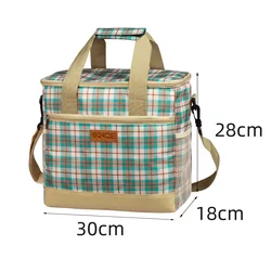 Spacious Insulated Lunch Bag for Work and Outdoor Adventures (Bag Khaki Plaid)