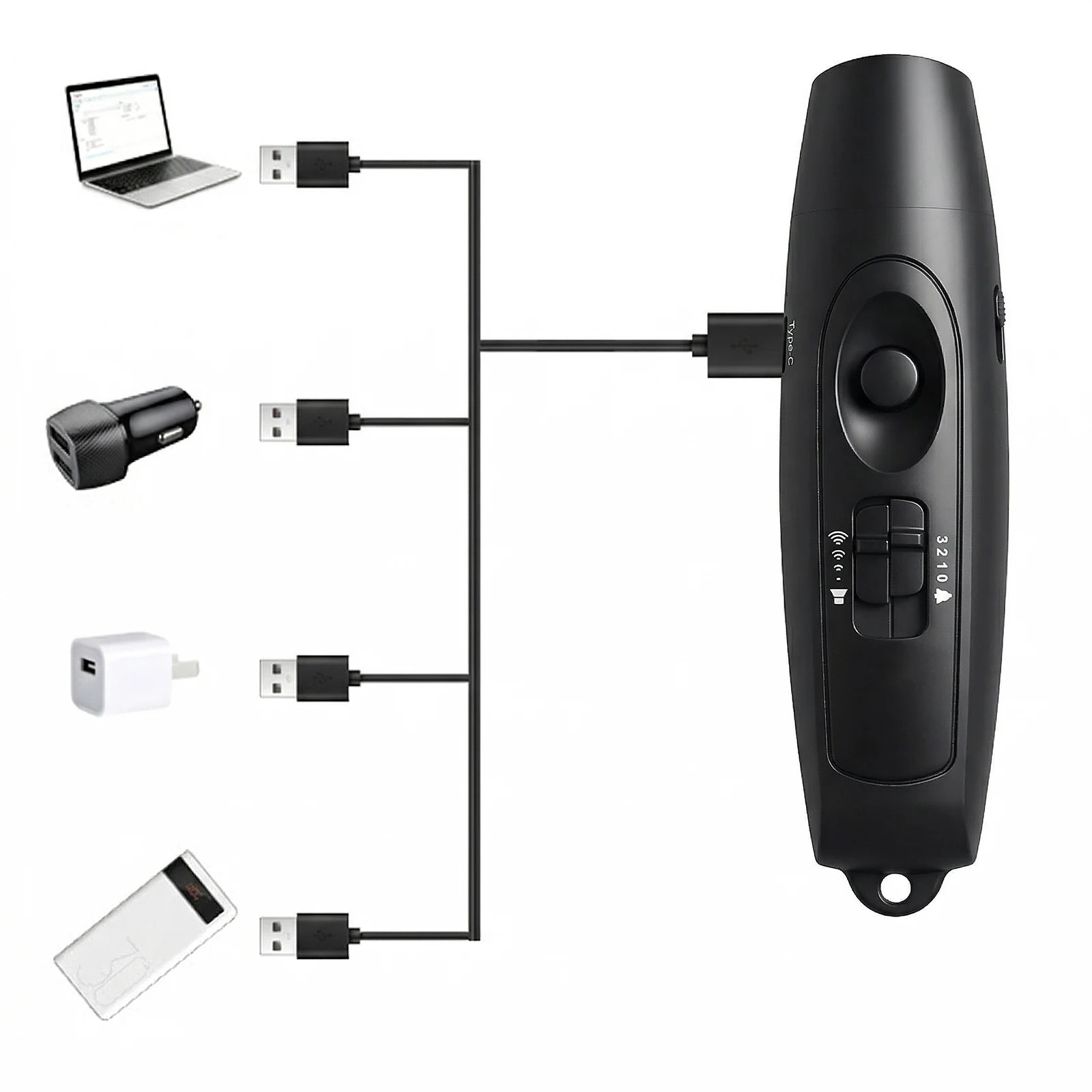 휴대용 비상 호루라기 USB 충전식 생존 호루라기 120-150dB LED 안전등 포함 야외 하이킹 야생동물 방어용