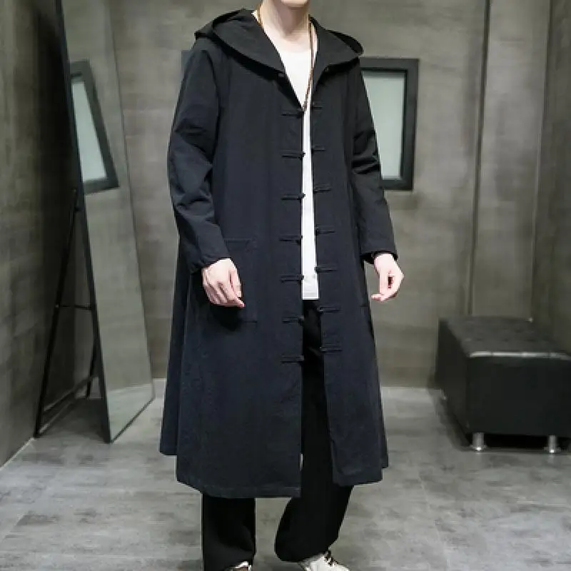 

Chinese Traditional Dress Meditation Hooded Robe Plus Size Men Taoist Long Coat Oversized Kung Fu Uniform Buddhist
