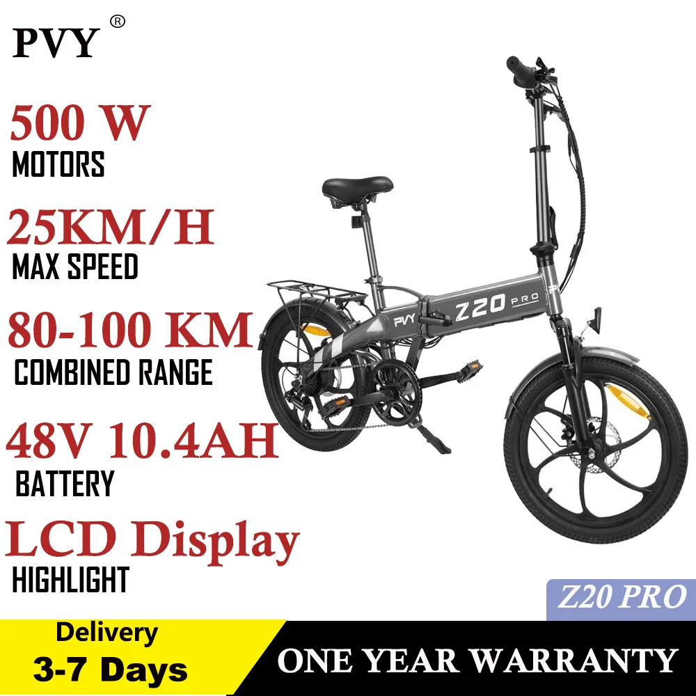 Pvy Z20 Pro Bici Elettrica 500W Motore Del Mozzo 25 Km/H Velocità Massima 10.4Ah Batteria Rimovibile 80-100Km Gamma Display Lcd