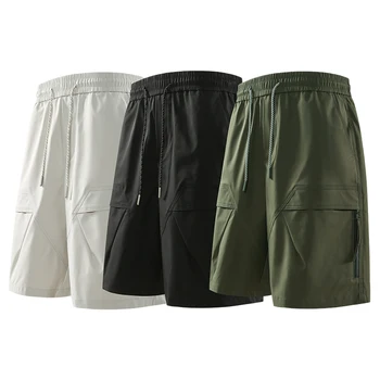 Pantaloncini da uomo estivi pantaloni a cinque punti sport all'aria aperta pantaloncini multitasche in vita elastica pantaloni casual moda traspirante 1