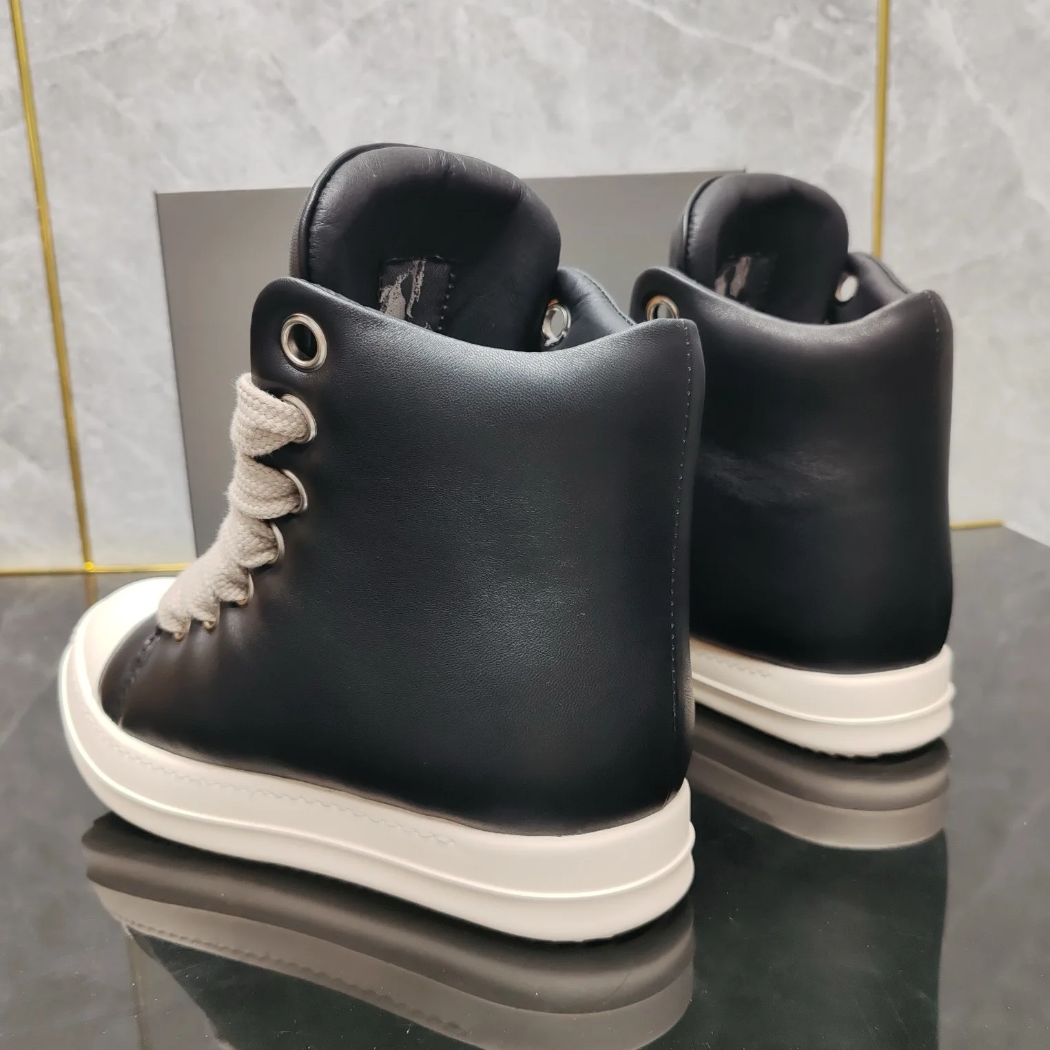 Ricks shoes new high-top Jigglypuff bread shoes super soft lambskin thick lace-up simple couple shoes student shoes. 6